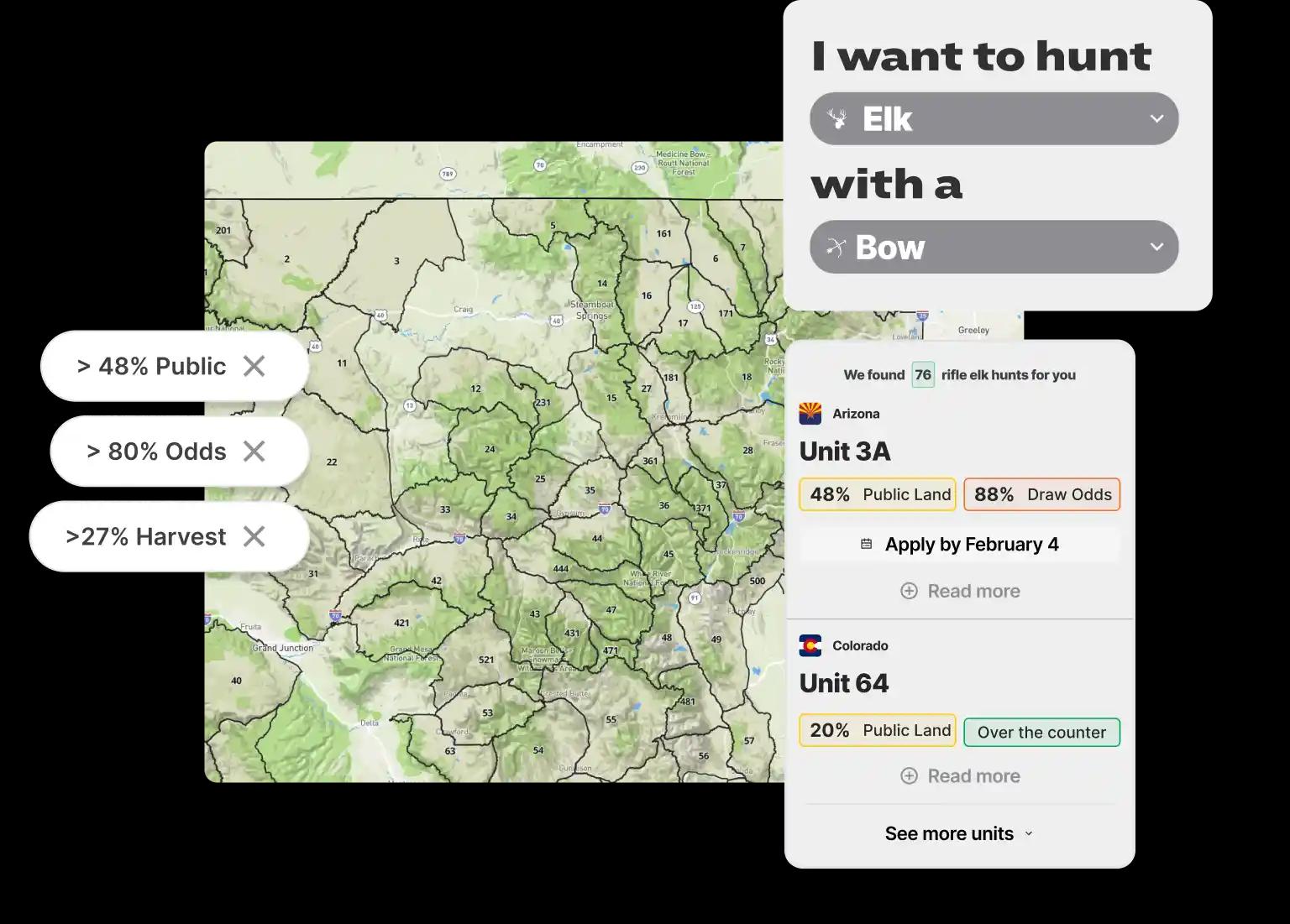 Filter and find units with more public land