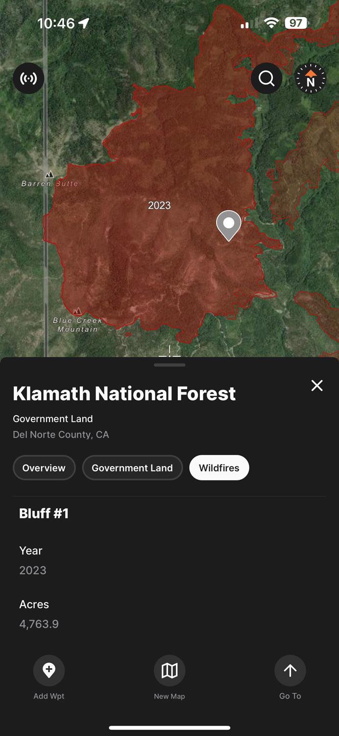 Grabbing information on wildfire layer on GOHUNT app