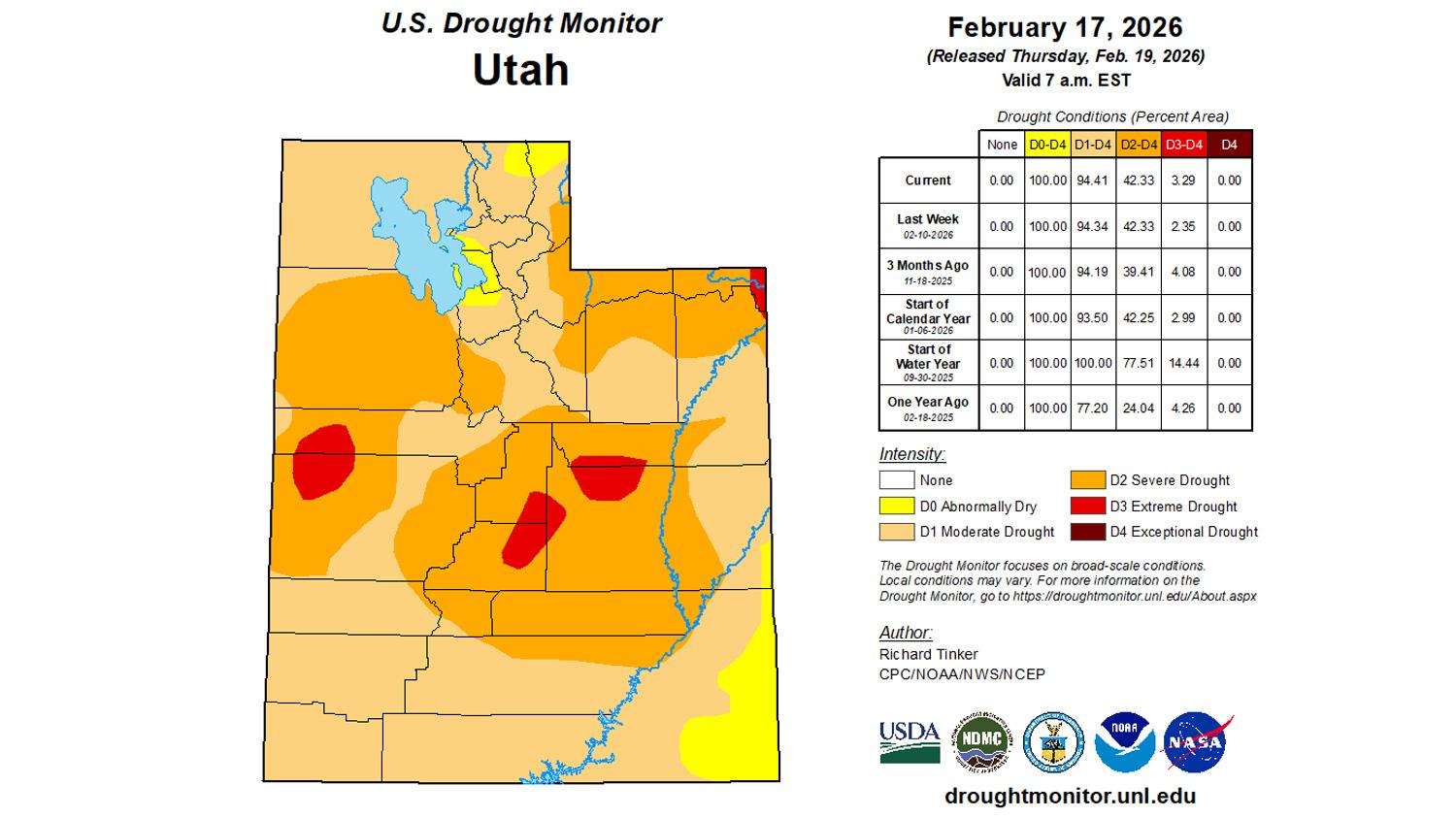 Utah mid February 2026 drought status update