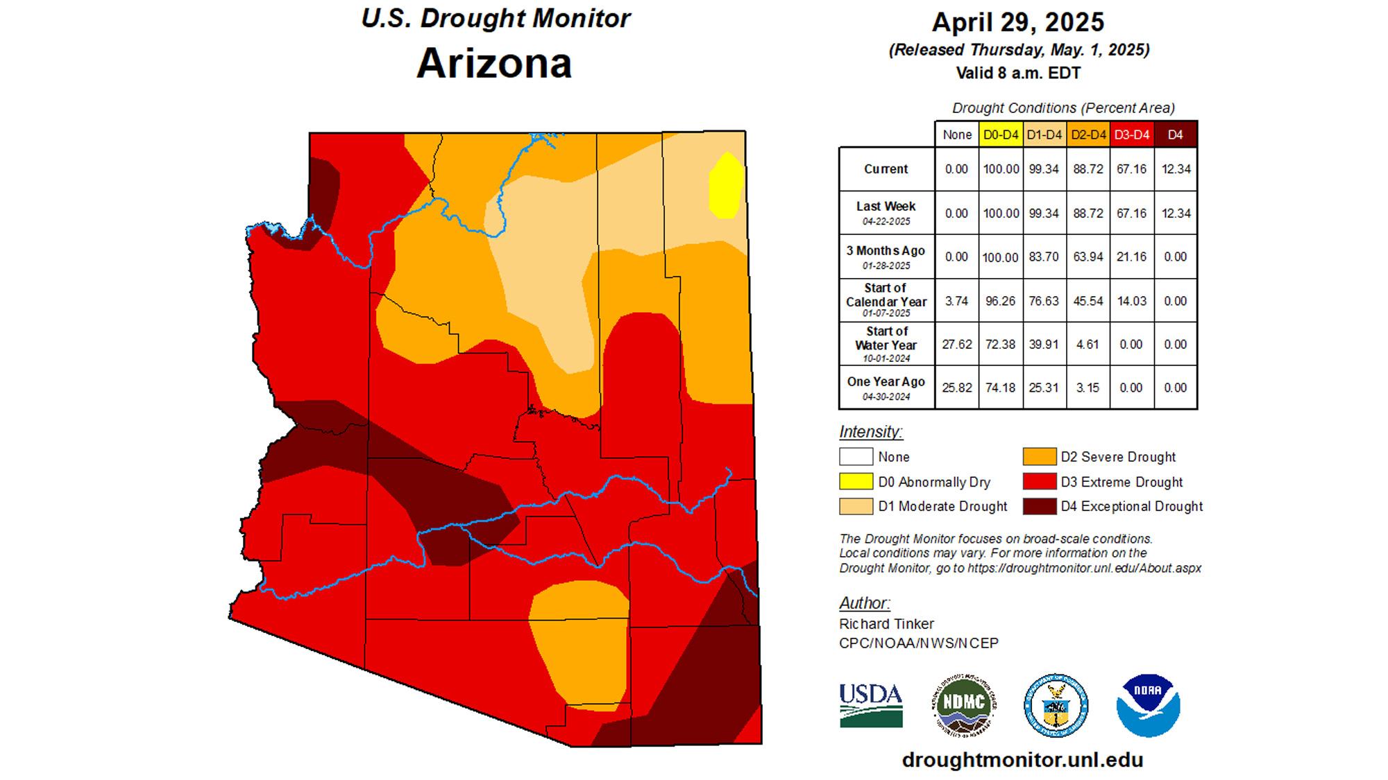 Arizona early May 2025 drought status map