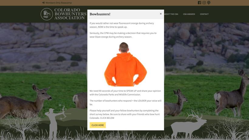 Colorado bowhunters association blaze orange survey