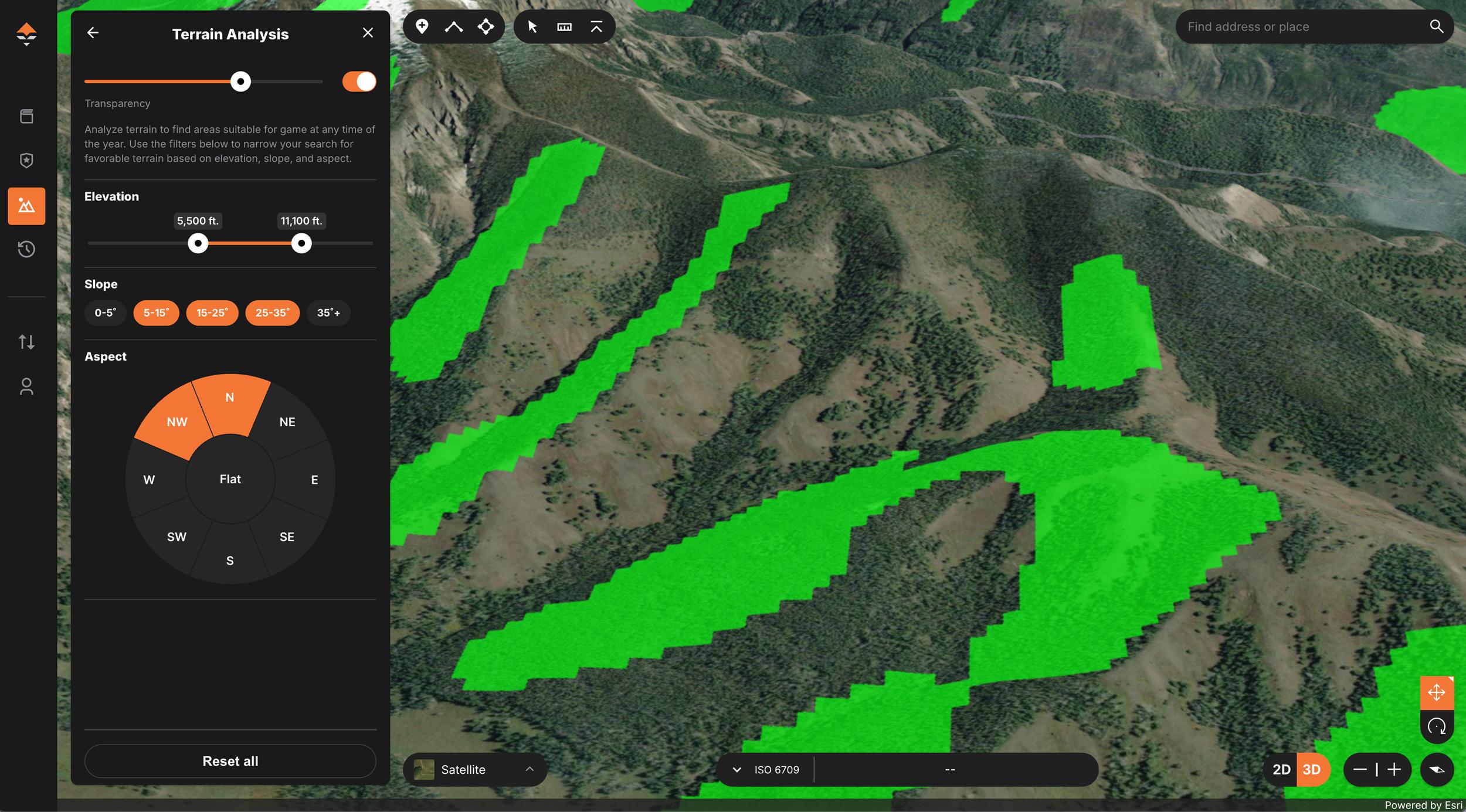 Terrain Analysis Tool on GOHUNT Maps