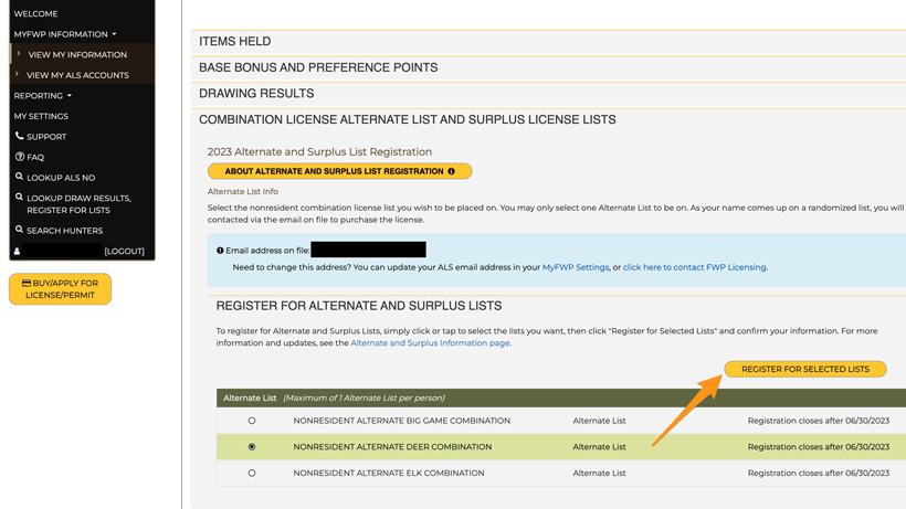 Submitting montana alternate list application