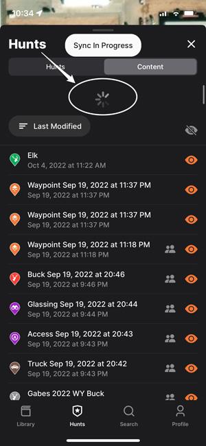 Swipe down to refresh gohunt maps content on mobile app