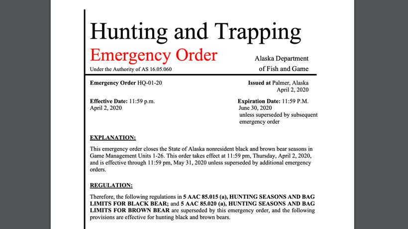 Alaska emergency order