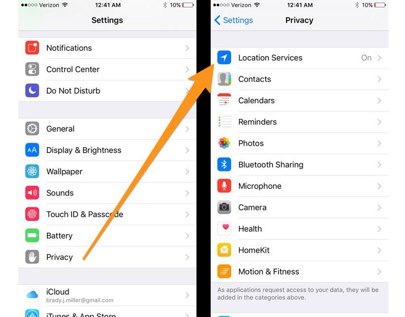 Iphone settings to remove location information 1_1