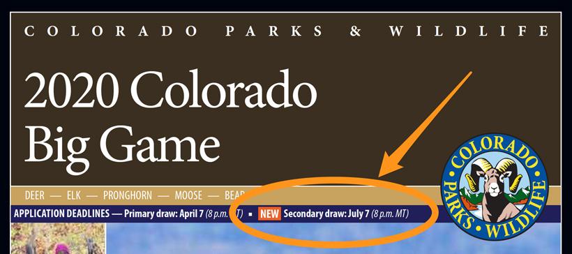New for 2020: Colorado limited license "Secondary Draw" replaces the leftover draw - 0d