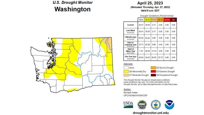 April 25 2023 washington drought status map