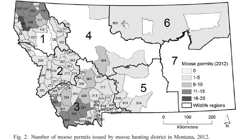 Number of mt moose permits from 2017 report g