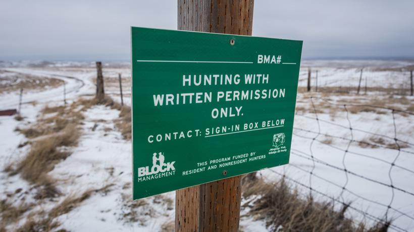 Montana Block Management area sign in box