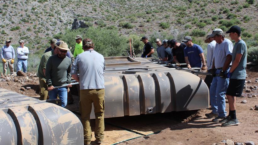 Moving tanks into place