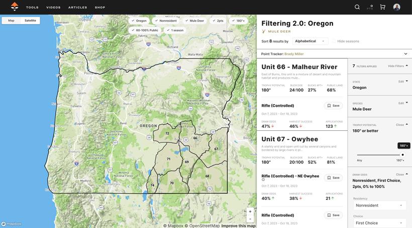 Using gohunt filtering to find oregon mule deer rifle hunts