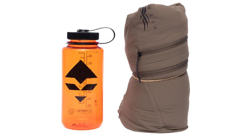 SItka Ambient Hoody and Nalgene size comparison