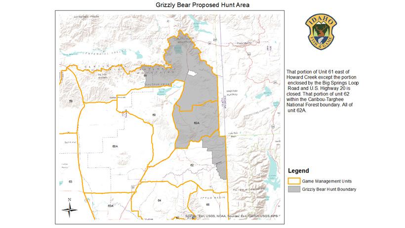 Idaho proposed grizzly bear hunt area