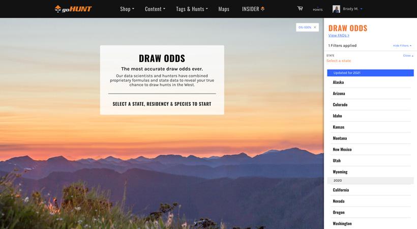 Gohunt insider draw odds page