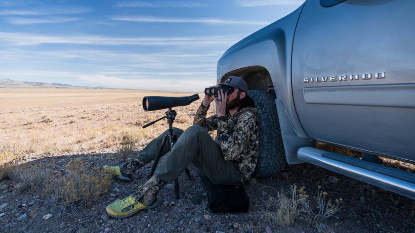 Using shade from truck for antelope hunting
