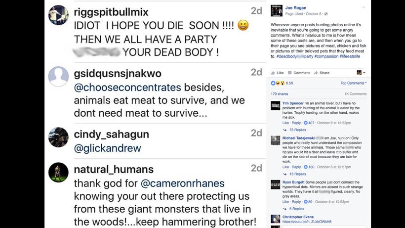 Joe rogan social media hunting attacks