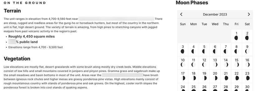 Extra information on hunting unit profiles