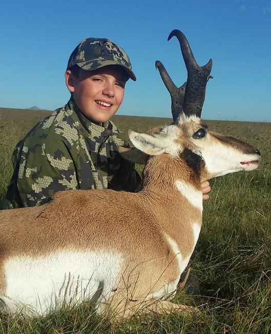Youth hunter gus with a new mexico antelope taken with compass west outfitters