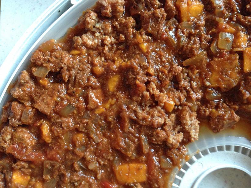 Chili in a food dehydrator