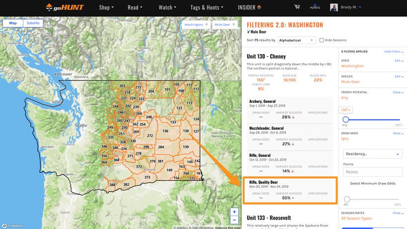 Washington quality hunts displayed