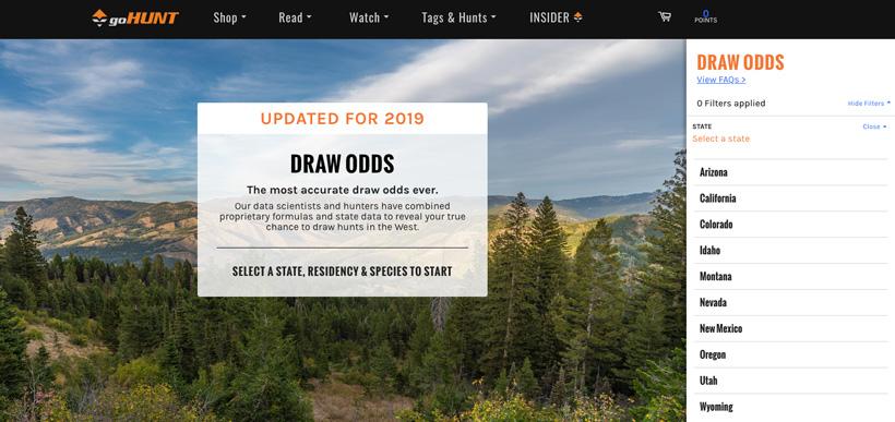Draw odds updated for 2019 on gohunt