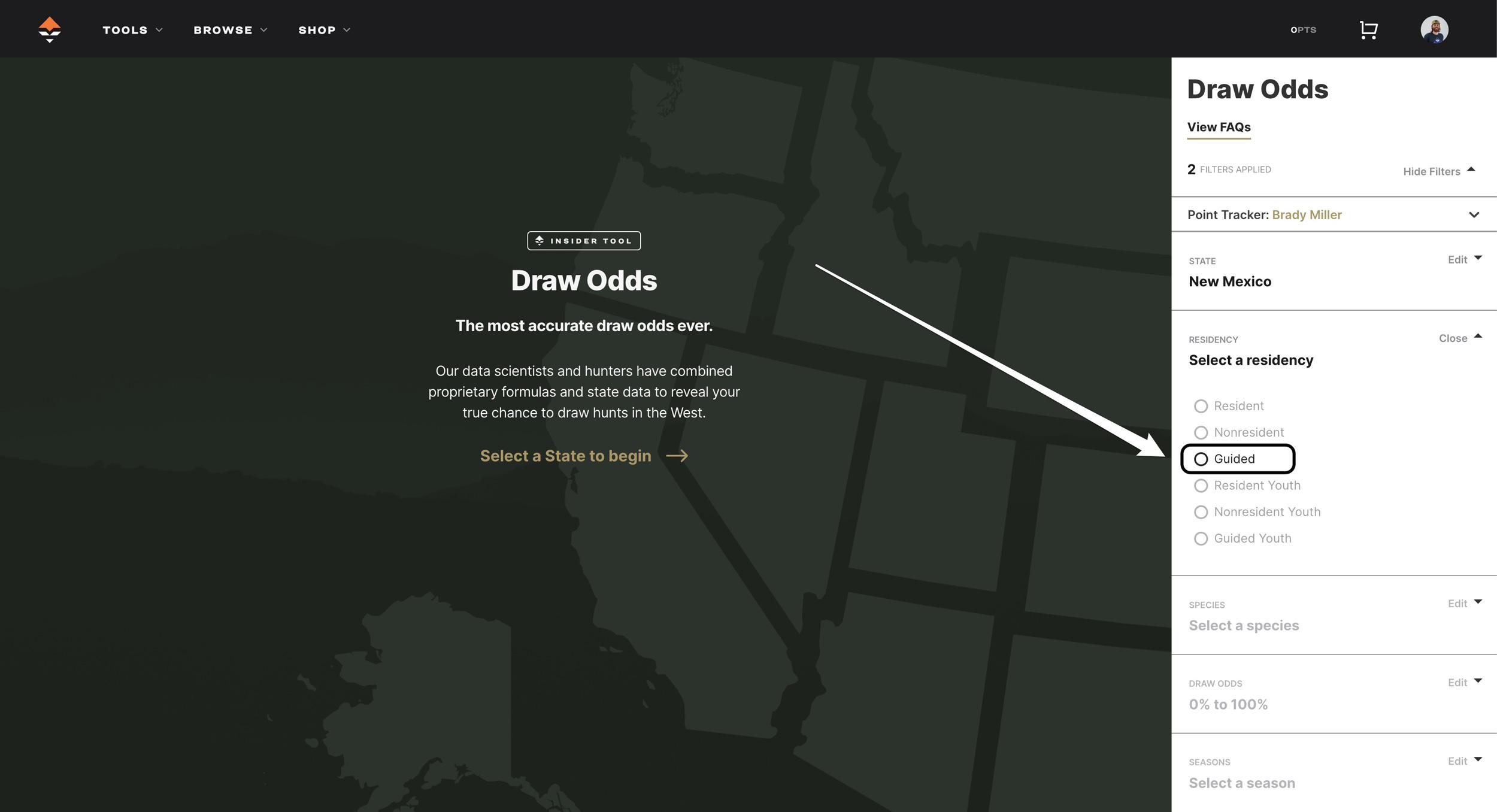 Finding New Mexico guided draw odds on GOHUNT Insider