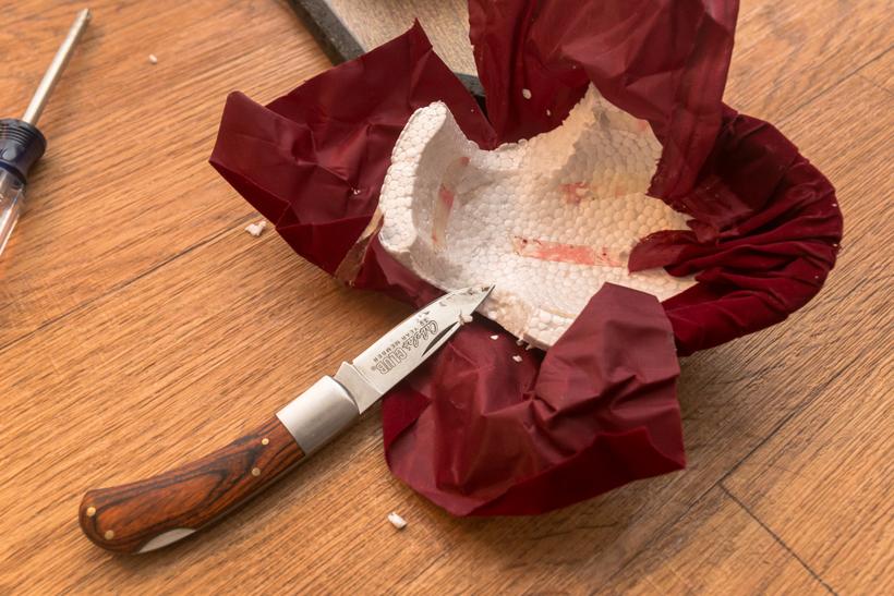 Cutting out foam for skull plate