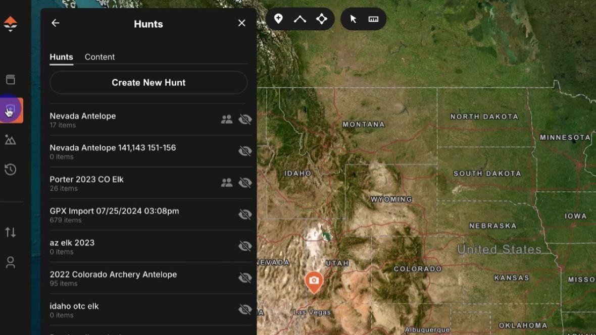 GOHUNT Maps home screen with Library & Hunts tab open