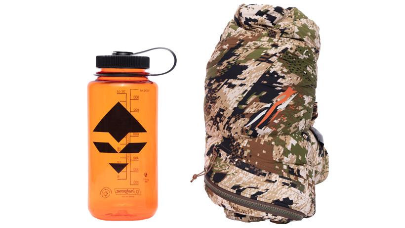 SItka Ambient Jacket and Nalgene size comparison