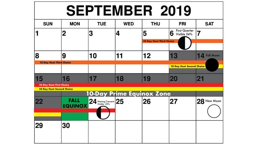 September 2019 equinox and moon phase elk hunt planner