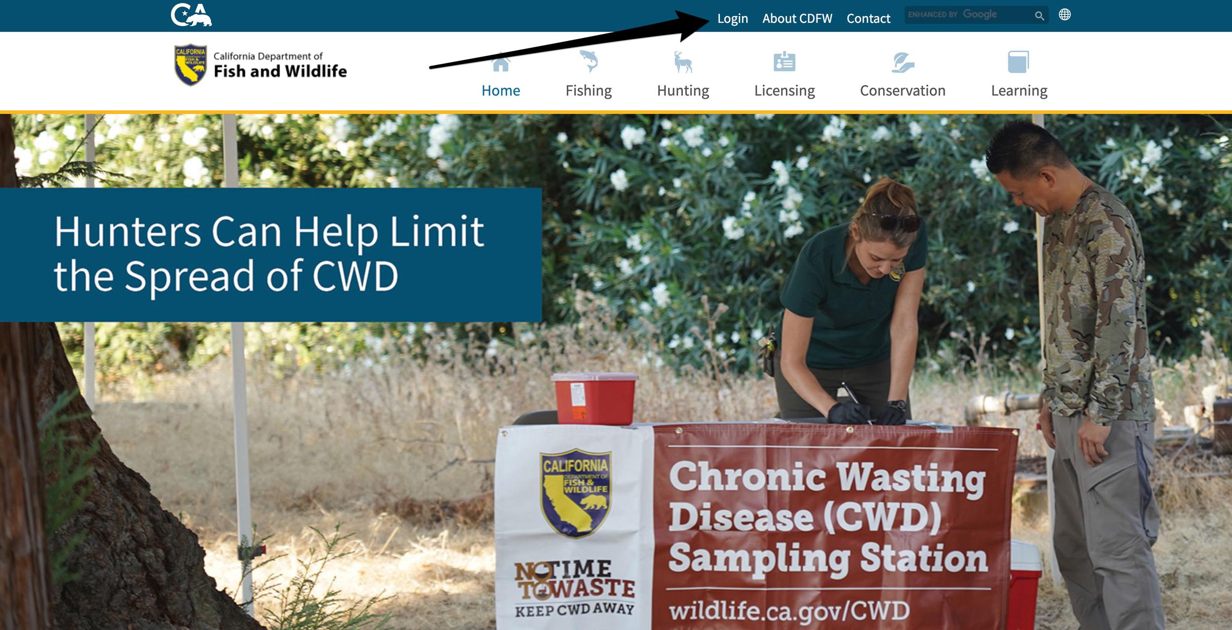 California Department of Fish and Wildlife homepage view