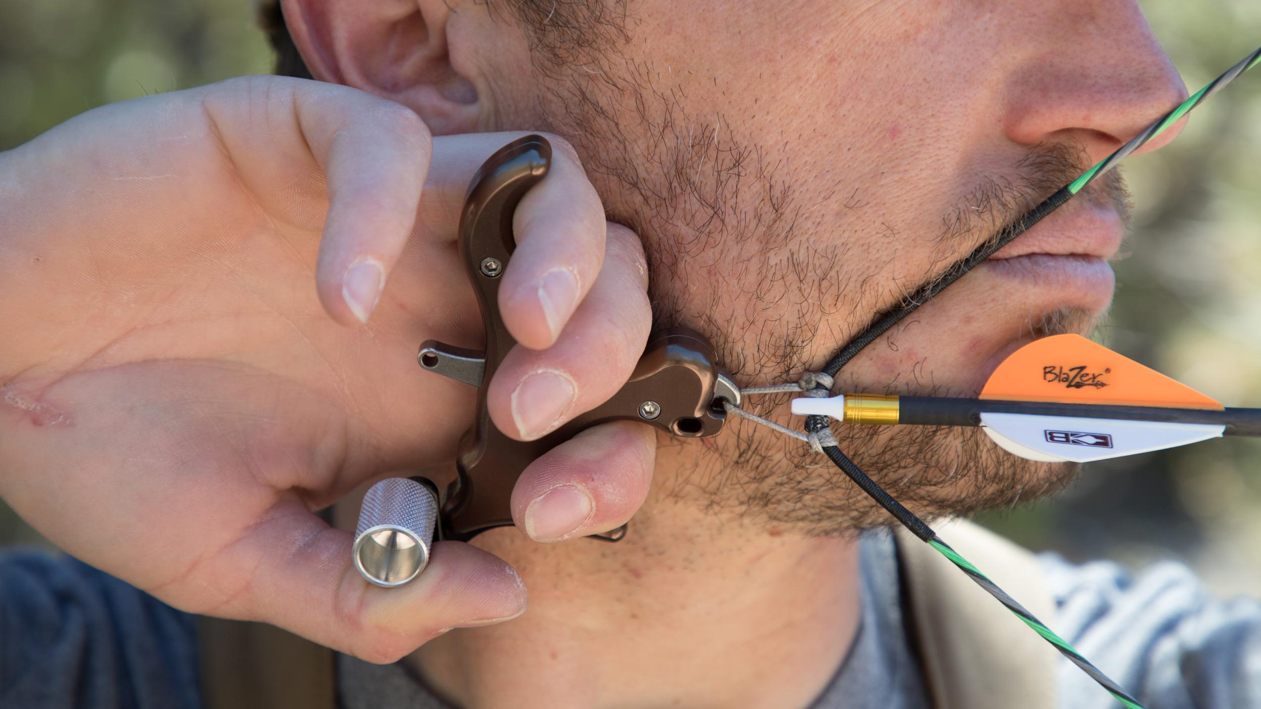 Anchor points while at full draw on bow