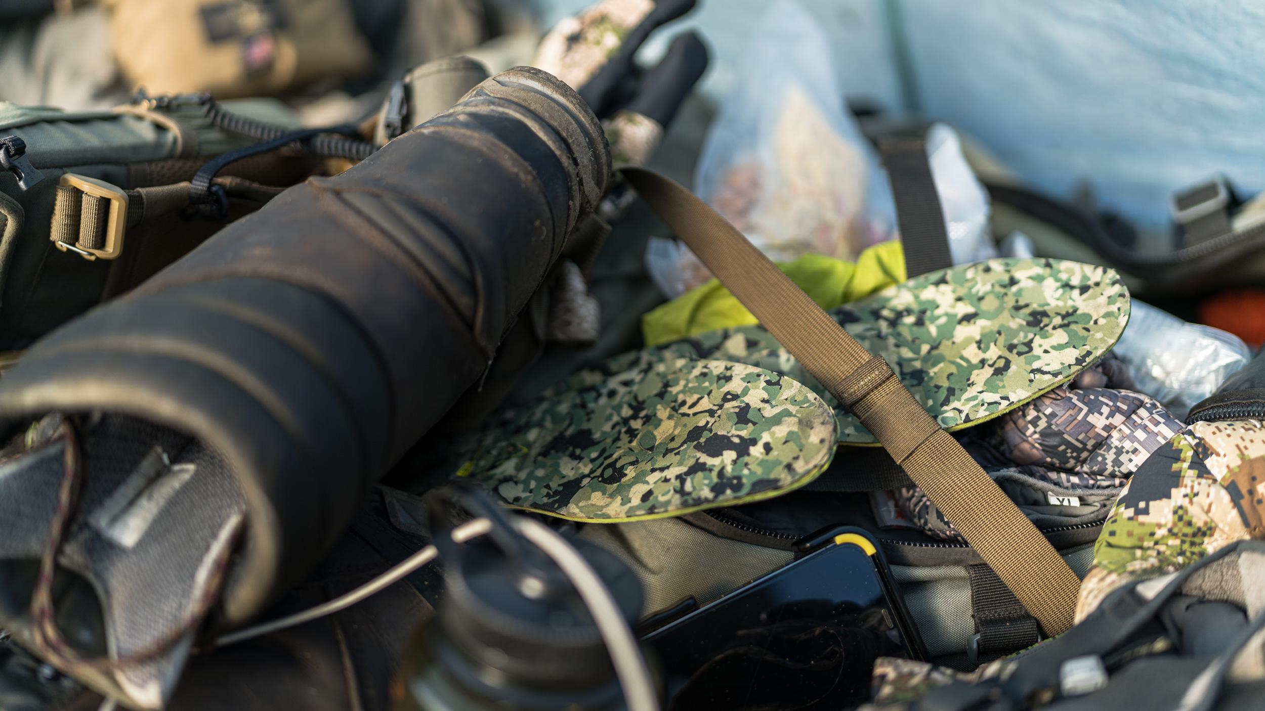 Removing boot insoles back at hunt camp
