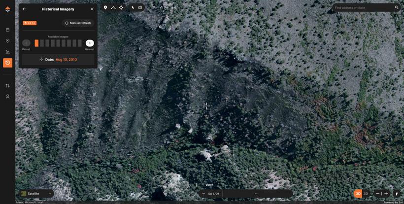 Looking at game trails with different date imagery on maps