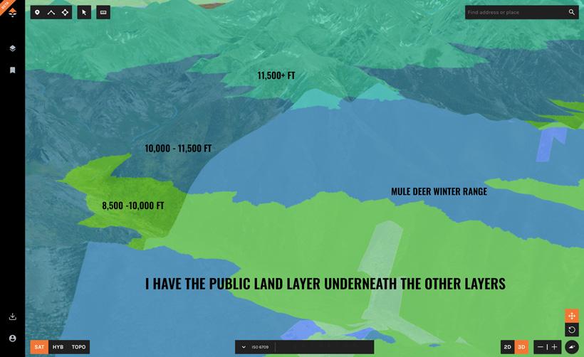 Stacking layers on gohunt maps for mule deer hunting