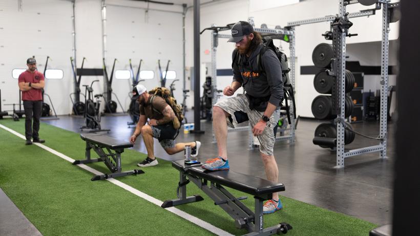 Weighted backpack step ups