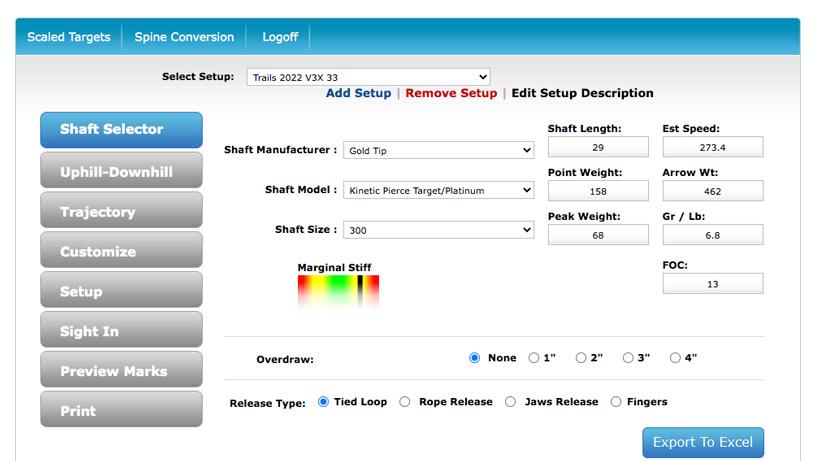 Archers advantage shaft selector tab