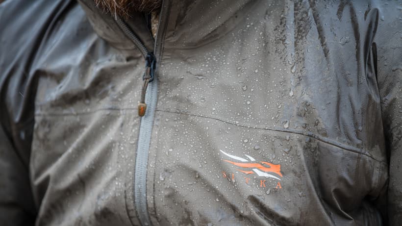 Sitka dew point rain gear while mule deer hunting