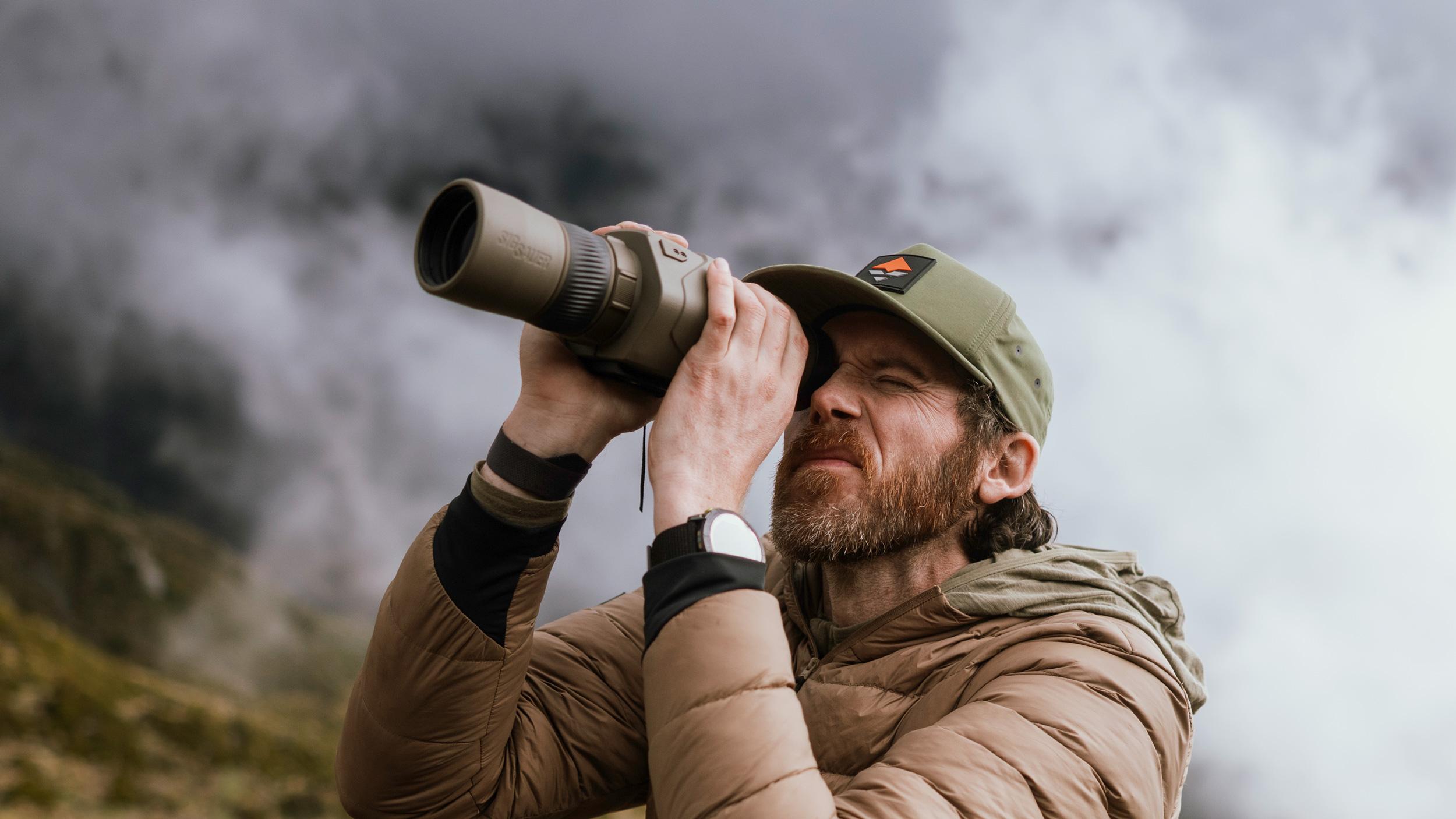 Brady Miller handheld glassing with SIG SAUER OSCAR6 HDX Pro image stabilized spotting scope