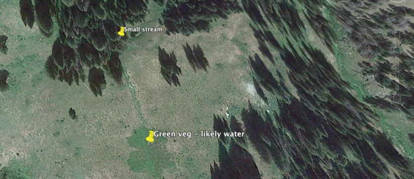 Locating water in the backcountry on google earth