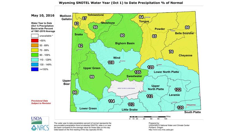 May 2016 snow water equivalent for wyoming