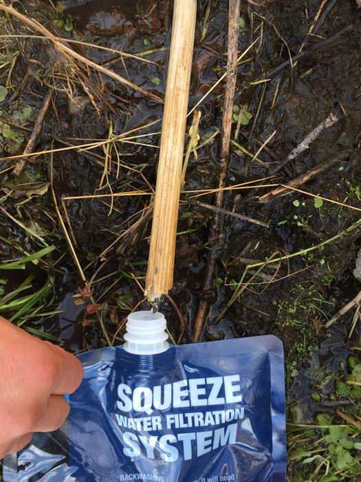 Filtering water in the mountains