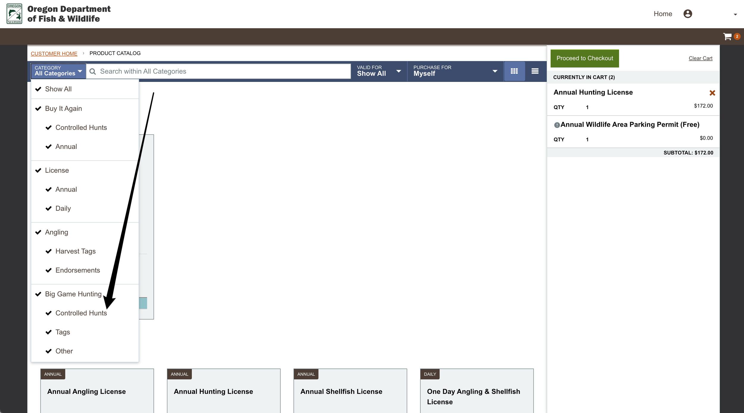 How to find the Oregon controlled hunts to purchase preference points