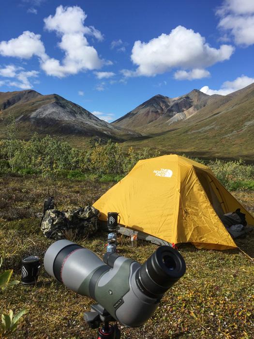 Glassing from camp in the mountains