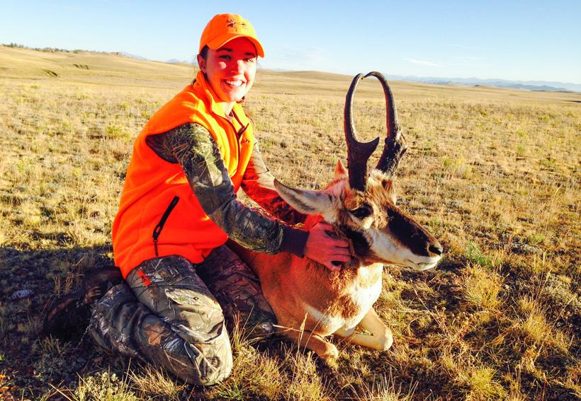 Aaron oglesby wife with her colorado antelope buck side view