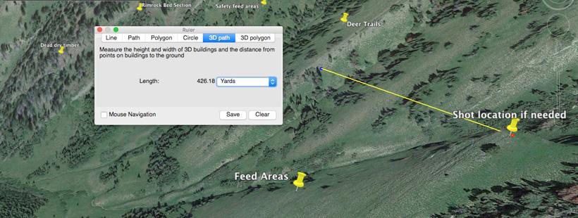 Measuring possible shooting distances on google earth