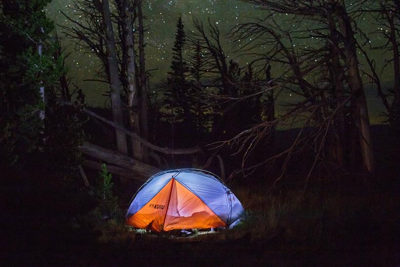 Tent at night under the stars