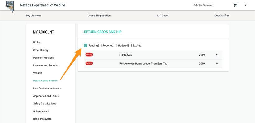 Nevada pending hunting harvest report