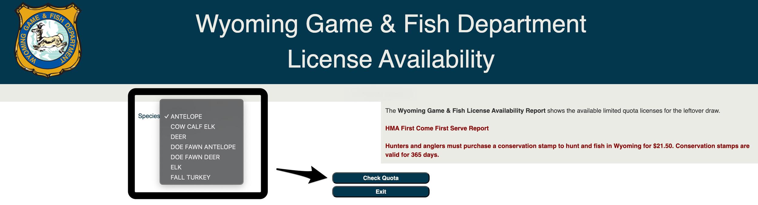 Wyoming hunting license leftover list